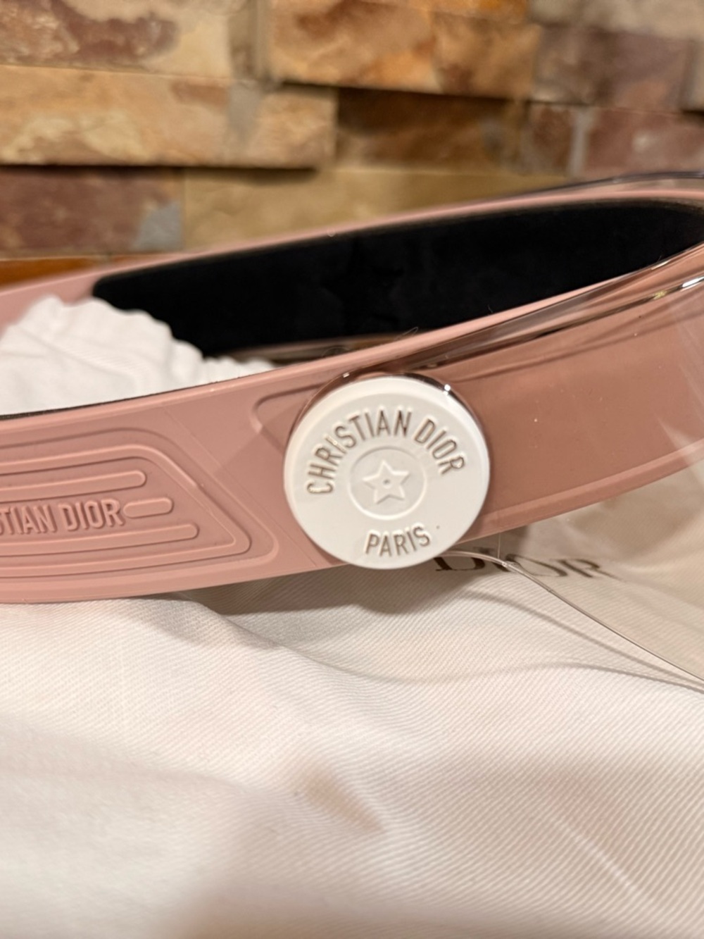 Dior Pink Transparent Logo Visor with White Emblem - Picture 2 of 12